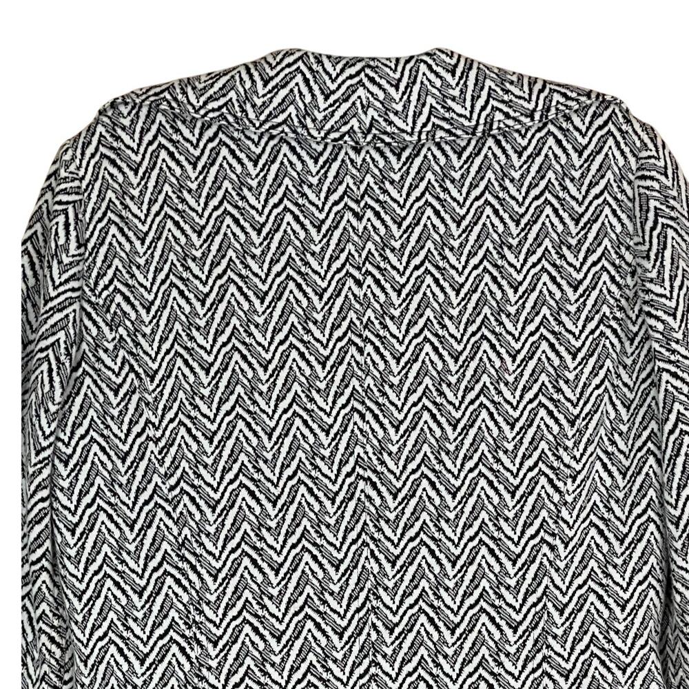 Calvin Klein Womens Size 4 Waterfall Ruffled Open Front Lined Jacket Black White - Picture 3 of 6